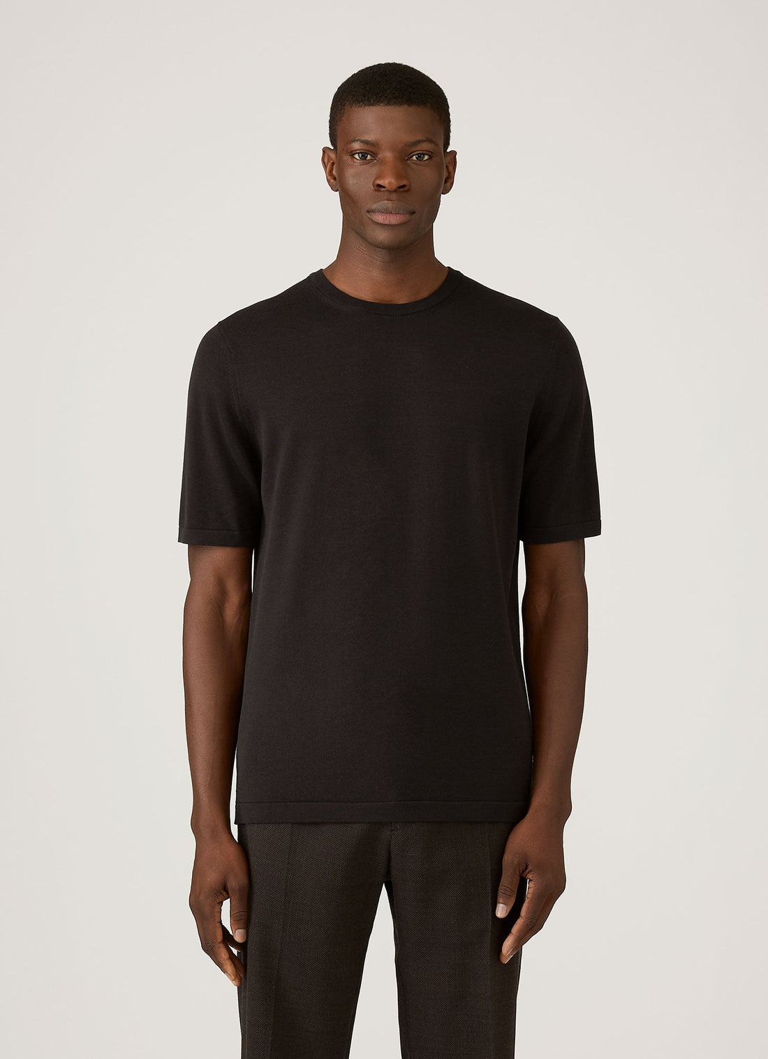 Men's Sea Island Cotton Knit T-shirt in Black