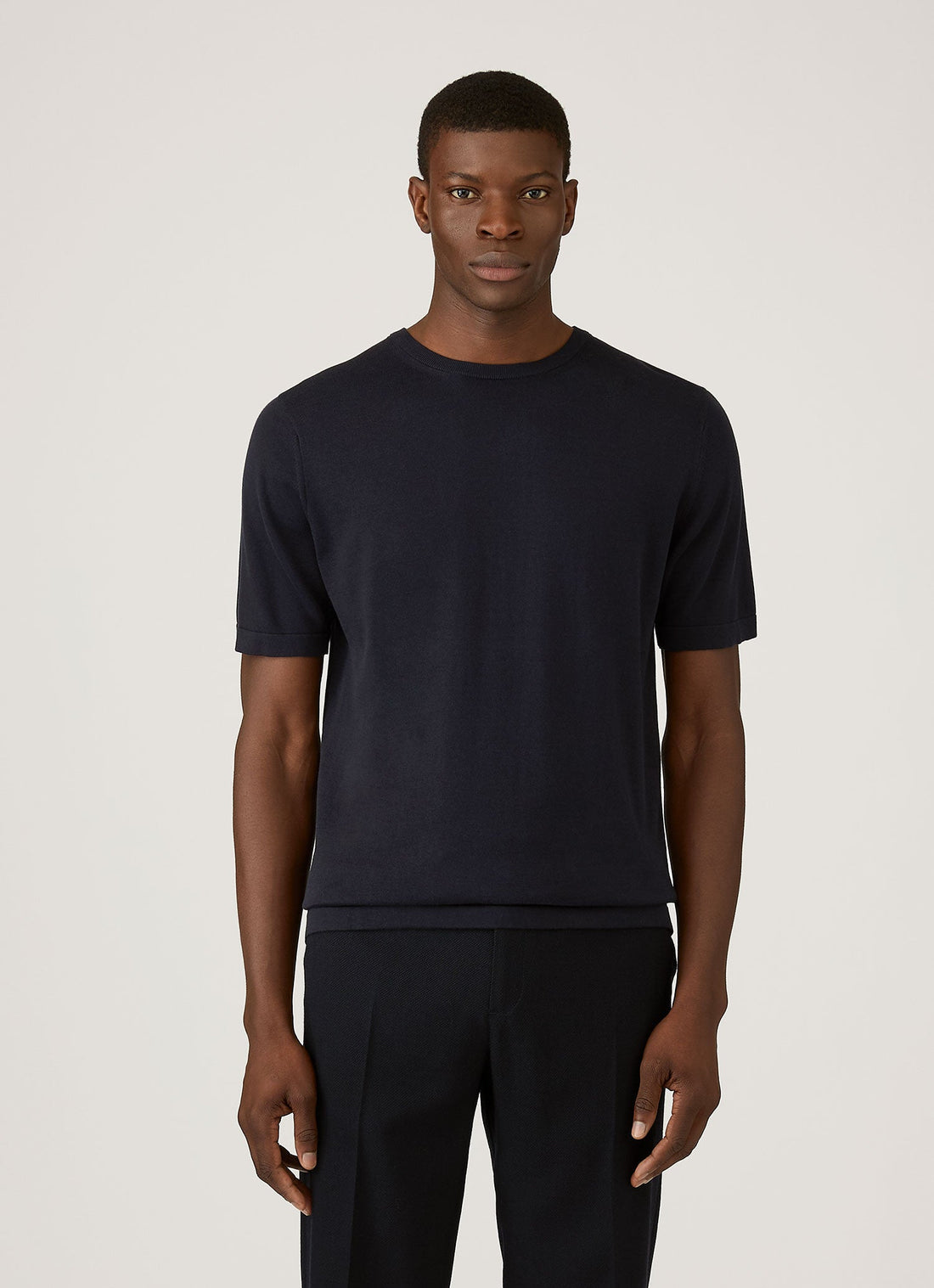 Men's Sea Island Cotton Knit T-shirt in Light Navy