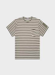 Men's Sunspel x Nigel Cabourn T-shirt in Army Green/Stone White