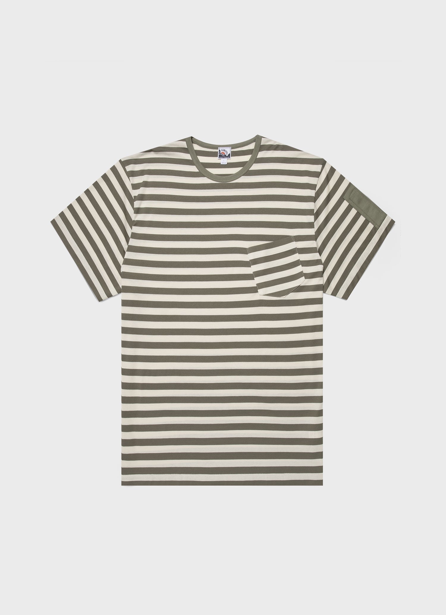Men's Sunspel x Nigel Cabourn T-shirt in Army Green/Stone White