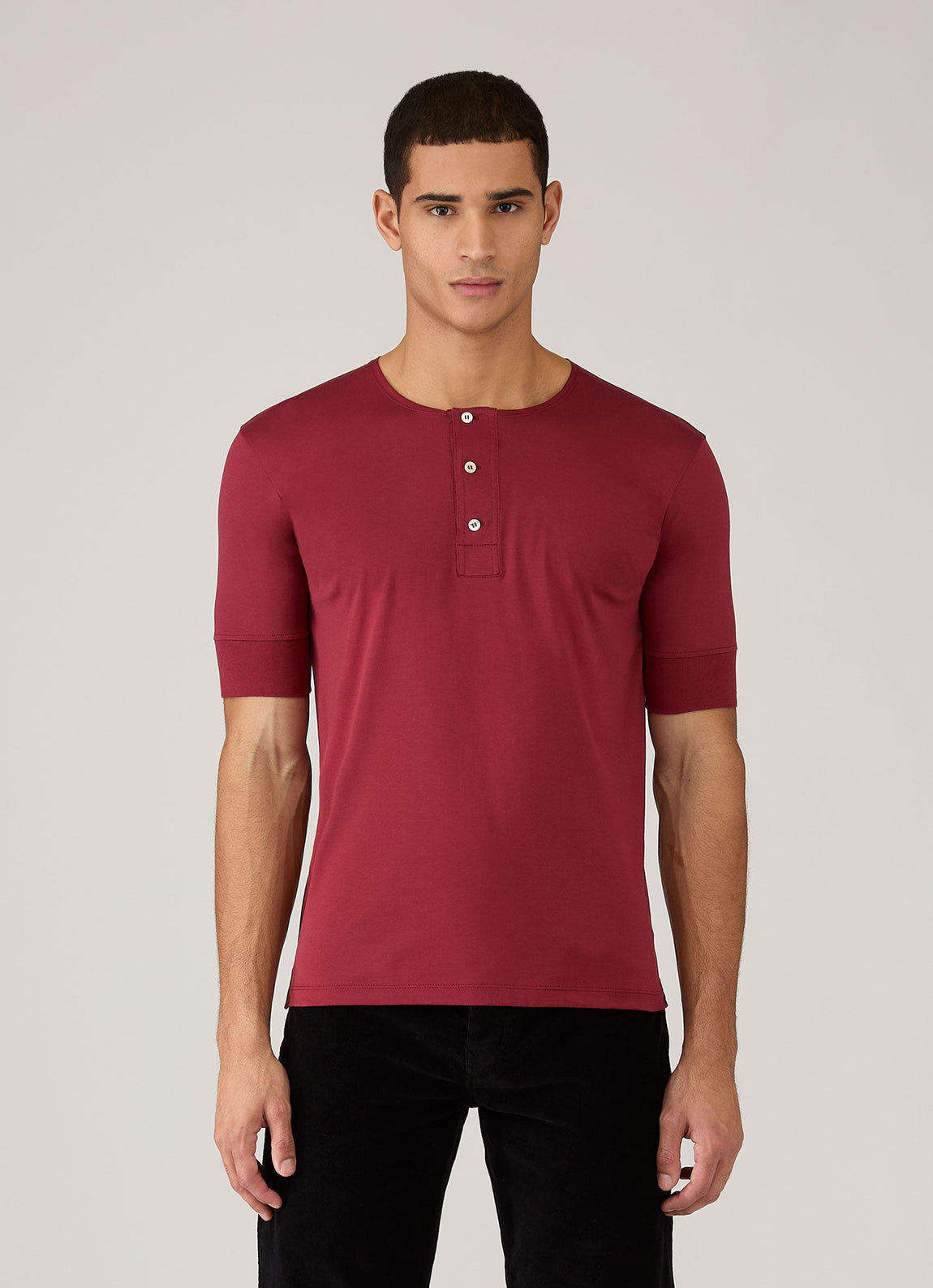 Men's Sunspel x Paul Weller Henley in Dark Cherry