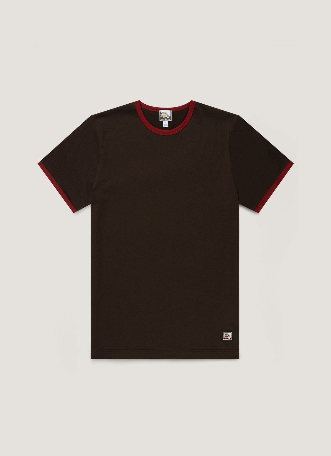 Men's Sunspel x Paul Weller Ringer T-shirt in Dark Brown