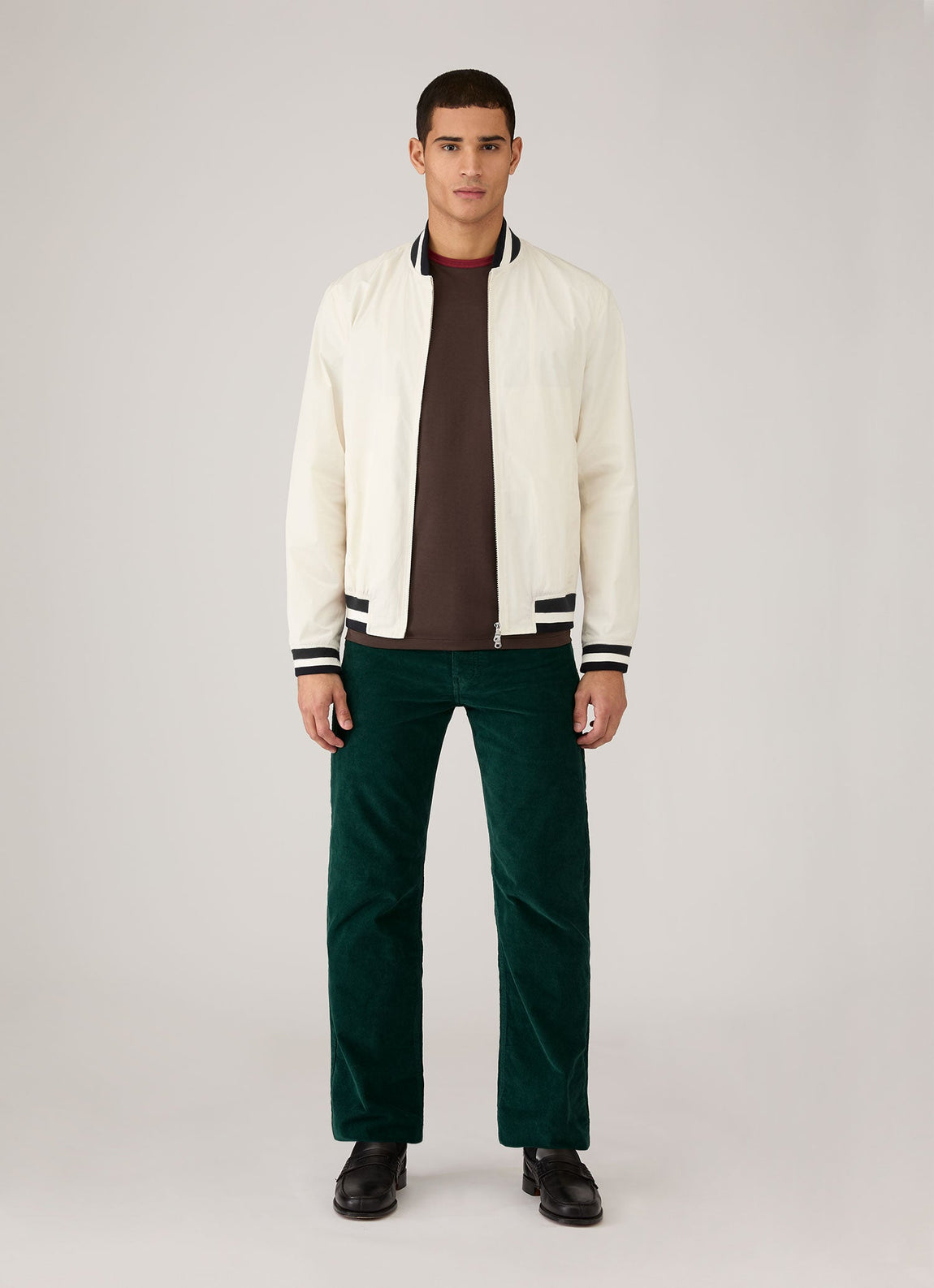 Men's Sunspel x Paul Weller Ringer T-shirt in Dark Brown