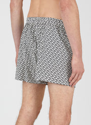 Men's Sunspel and Rosie McGuinness Boxer Short in Ecru/Black Leaf