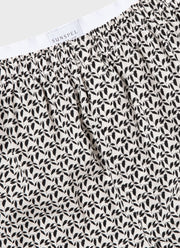 Men's Sunspel and Rosie McGuinness Boxer Short in Ecru/Black Leaf