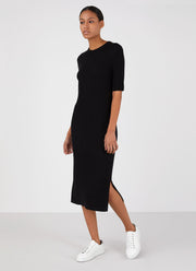 Women's Rib Crew Dress in Black