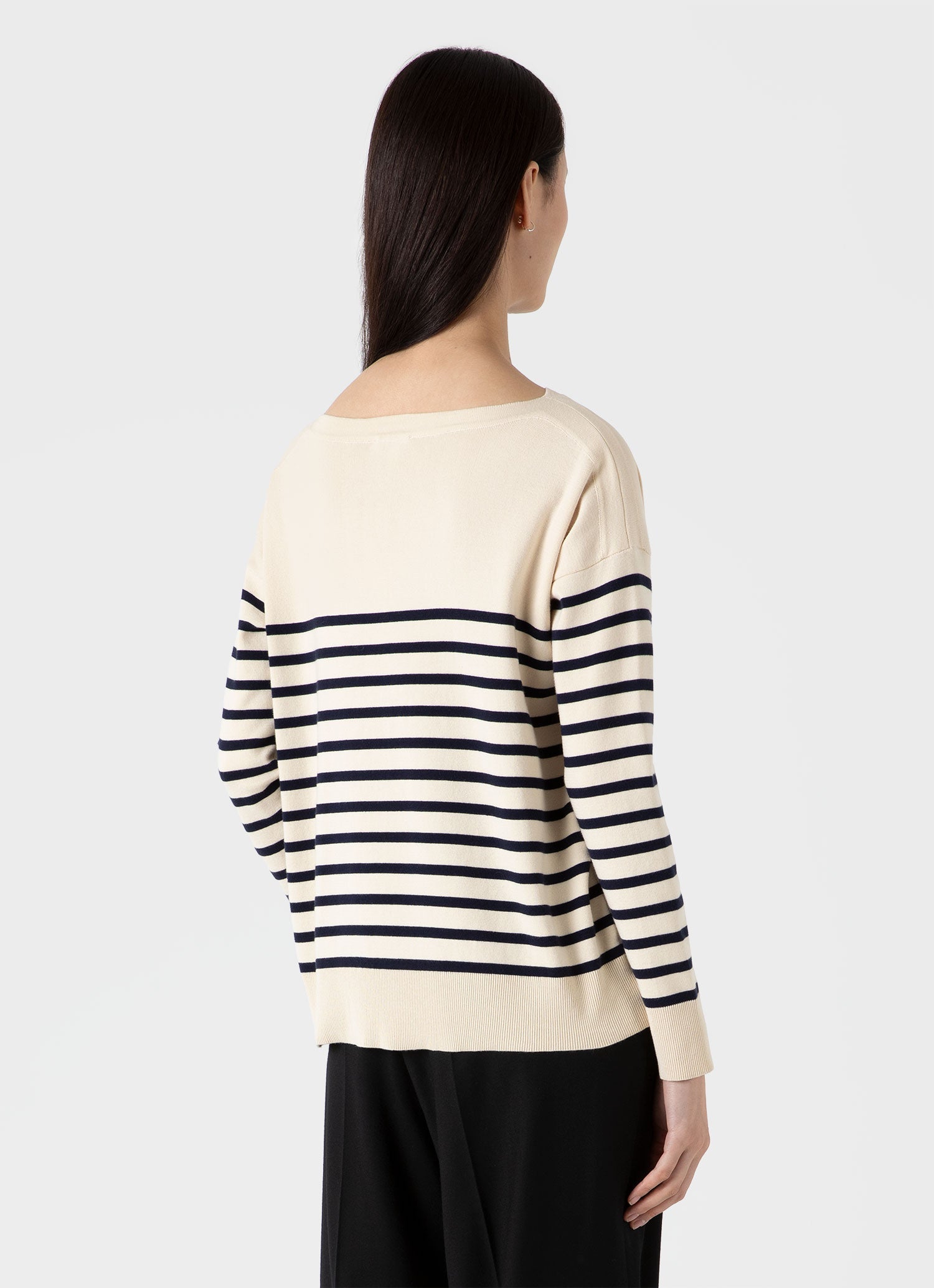 Women's Breton Stripe Jumper in Ecru/Navy