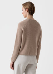 Women's Wool Cashmere Rib Jumper in Oatmeal Melange