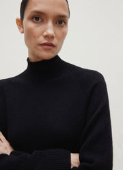 Women's Lambswool Funnel Neck Jumper in Black