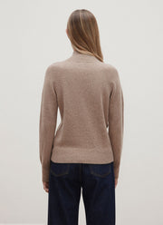 Women's Lambswool Funnel Neck Jumper in Mink