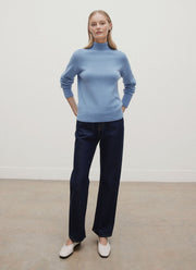 Women's Lambswool Funnel Neck Jumper in Studio Blue