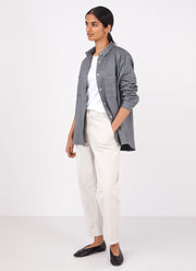 Women's Oversized Flannel Shirt in Mid Grey Melange