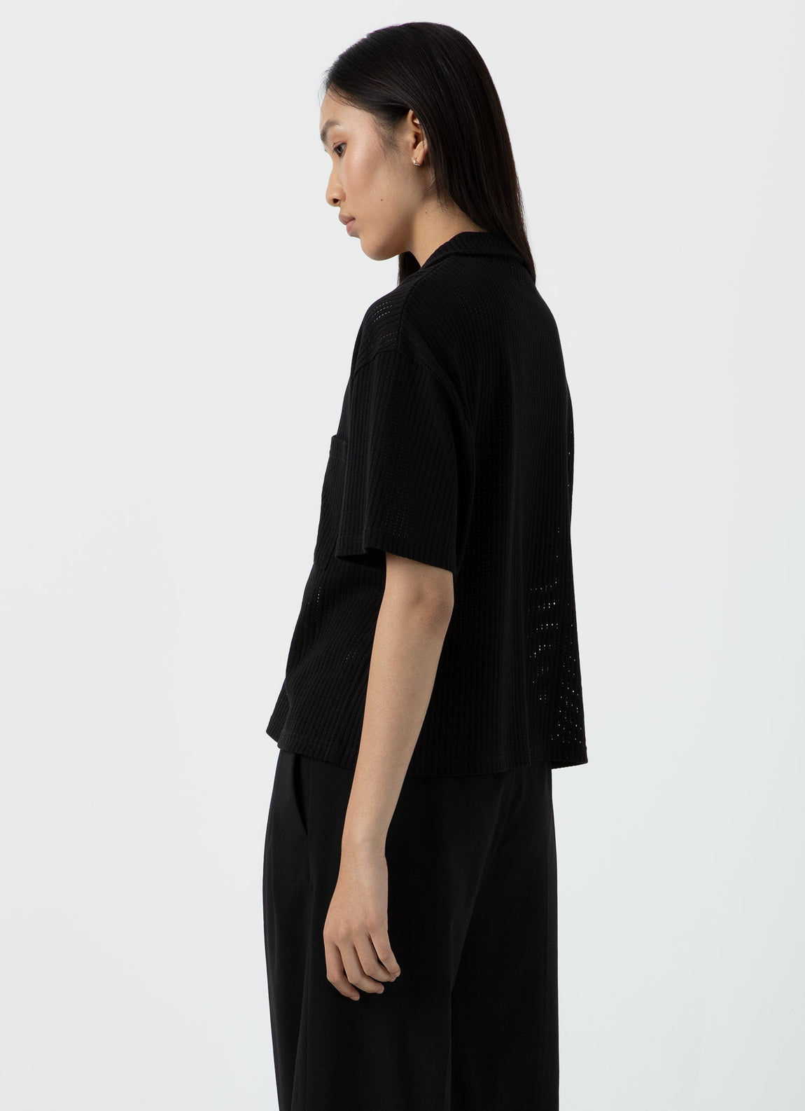 Women's Lace Mesh Shirt in Black