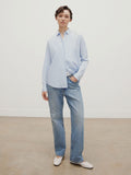 Women's Cotton Shirt in Light Blue/White