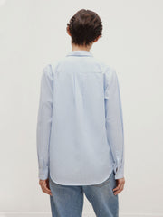 Women's Cotton Shirt in Light Blue/White