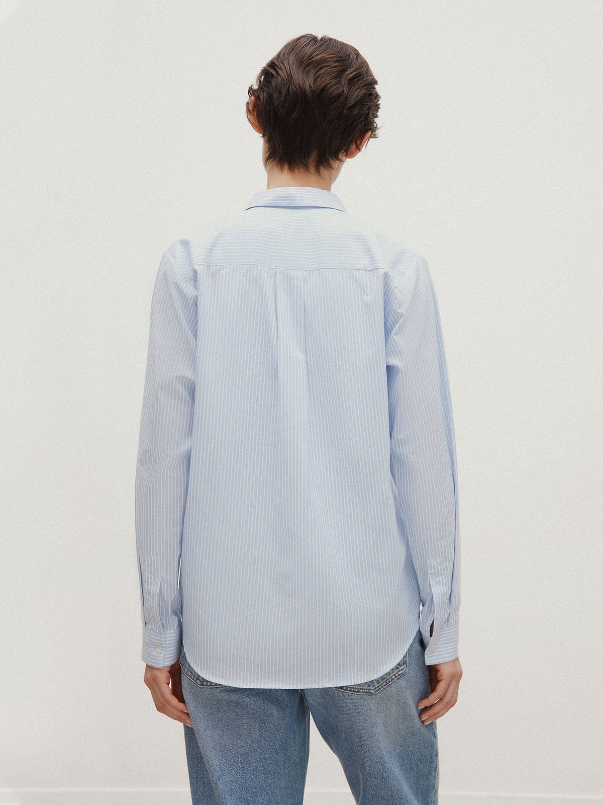 Women's Cotton Shirt in Light Blue/White