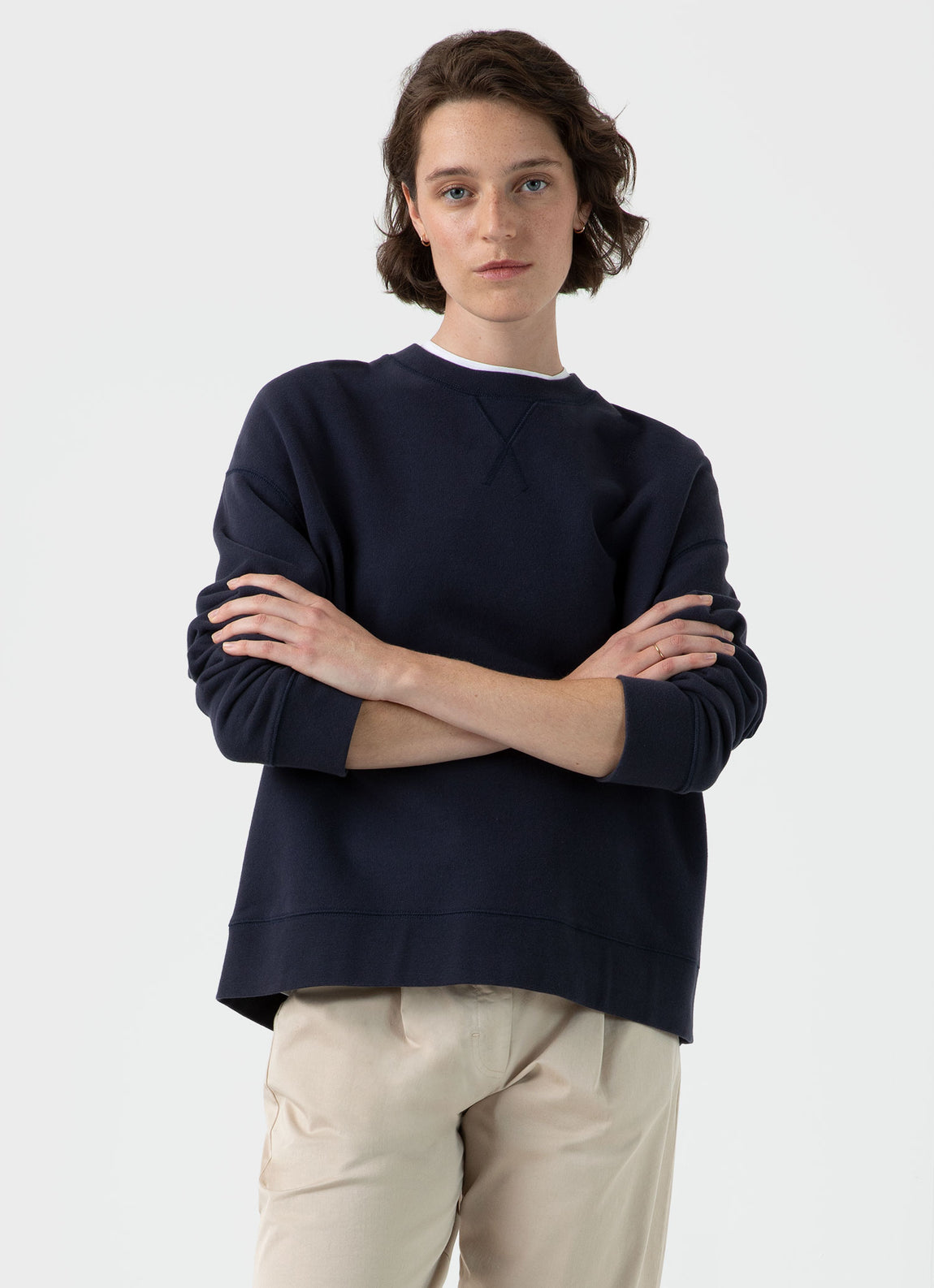 Women's Relaxed Loopback Sweatshirt in Navy