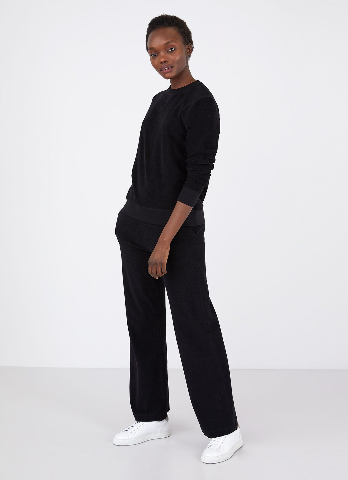 Women's Towelling Sweatshirt in Black