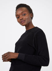 Women's Towelling Sweatshirt in Black
