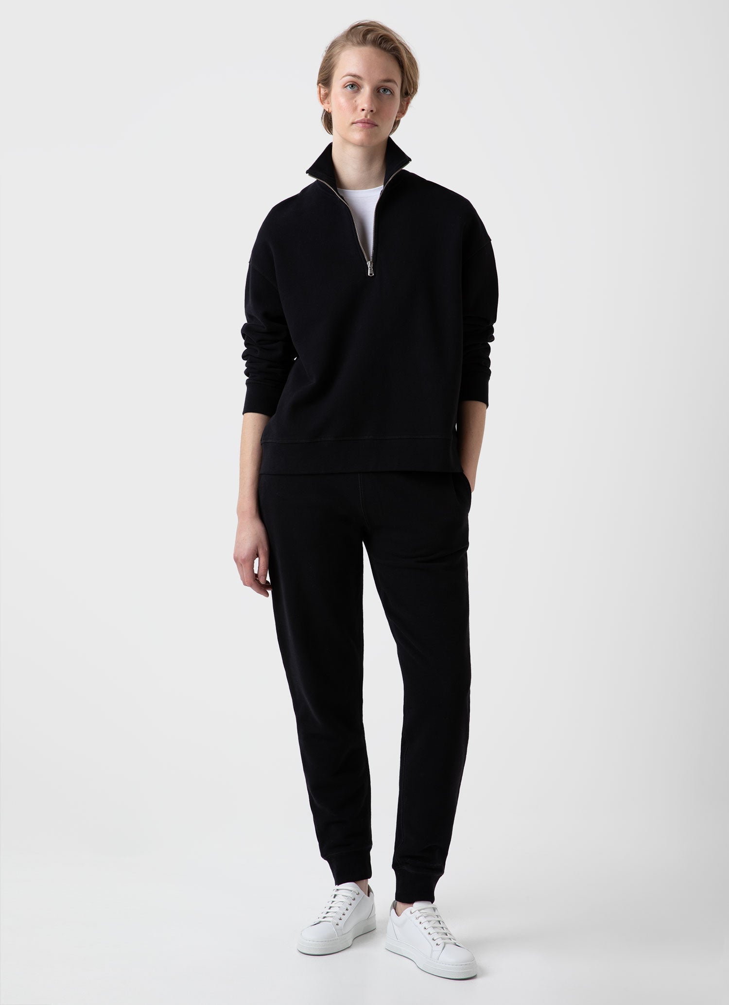 Women's Half Zip Loopback Sweatshirt in Black