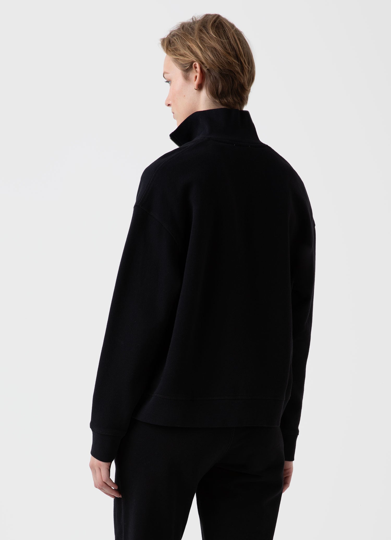 Women's Half Zip Loopback Sweatshirt in Black