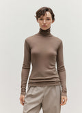 Women's Long Sleeve Funnel Neck Top in Dark Cedar