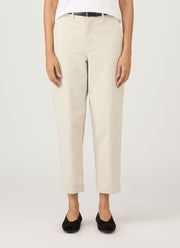 Women's Cotton Tapered Trouser in Chalk