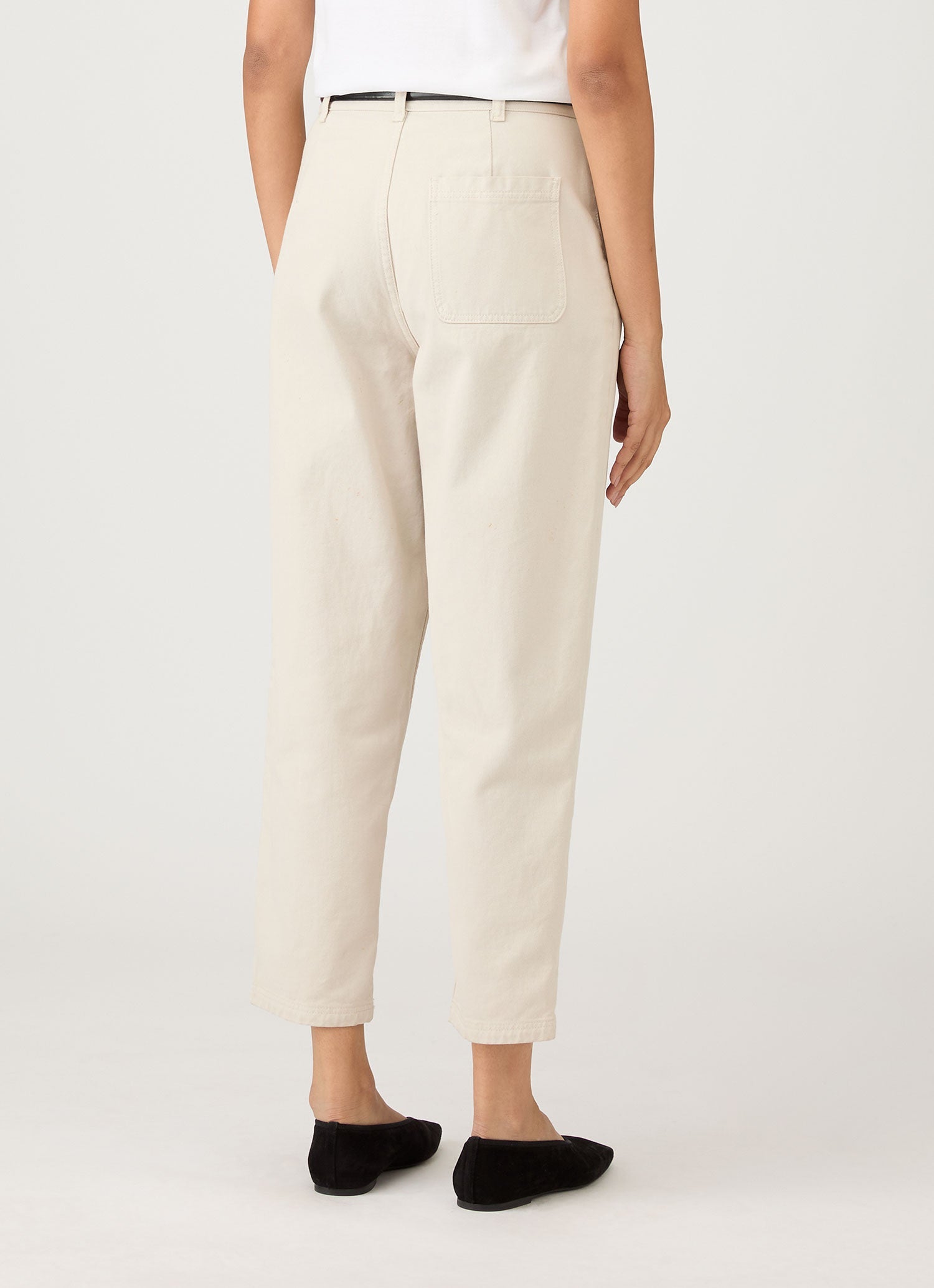 Women's Cotton Tapered Trouser in Chalk