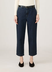 Women's Denim Tapered Trouser in Denim Rinse Wash