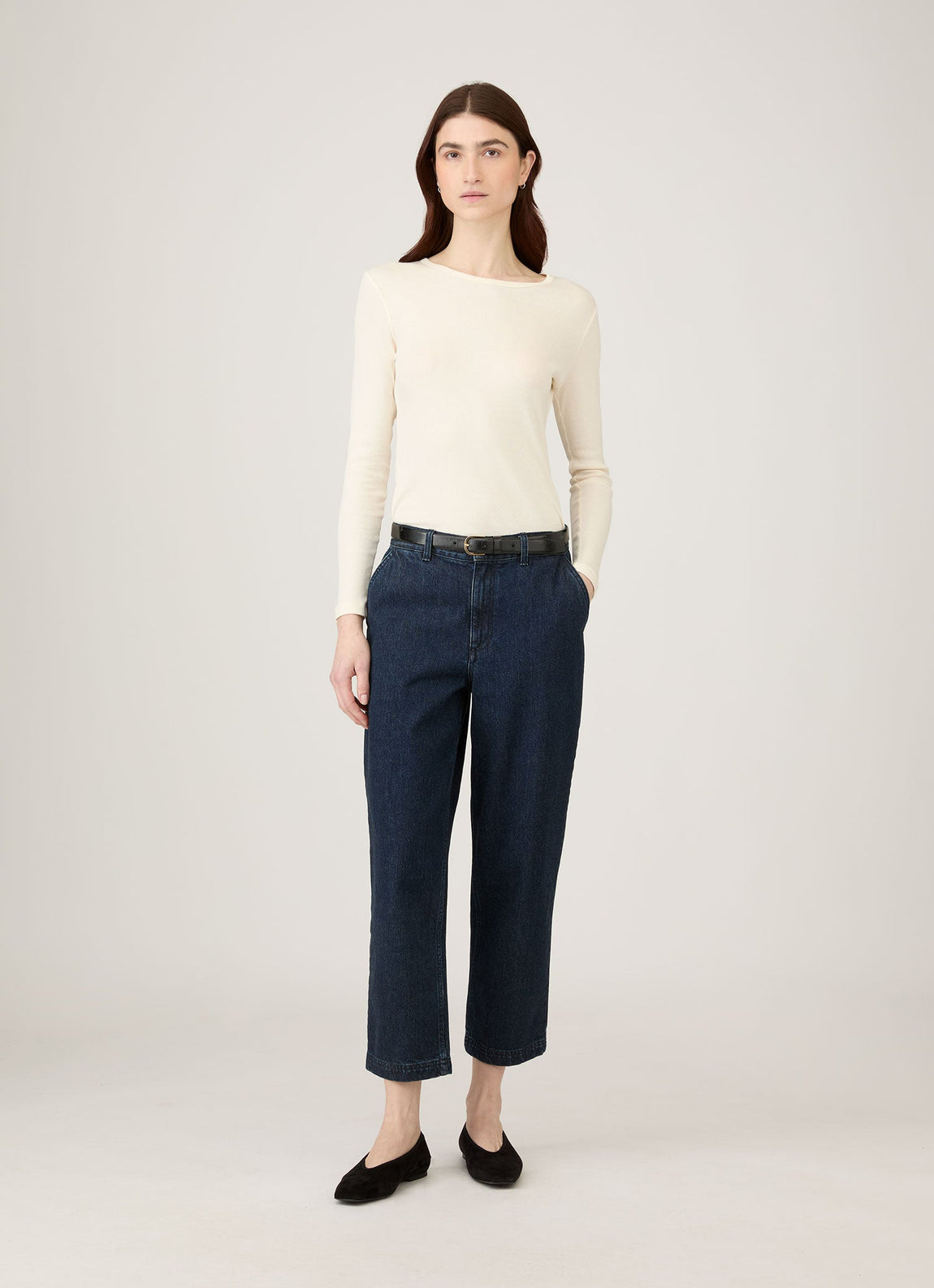 Women's Denim Tapered Trouser in Denim Rinse Wash