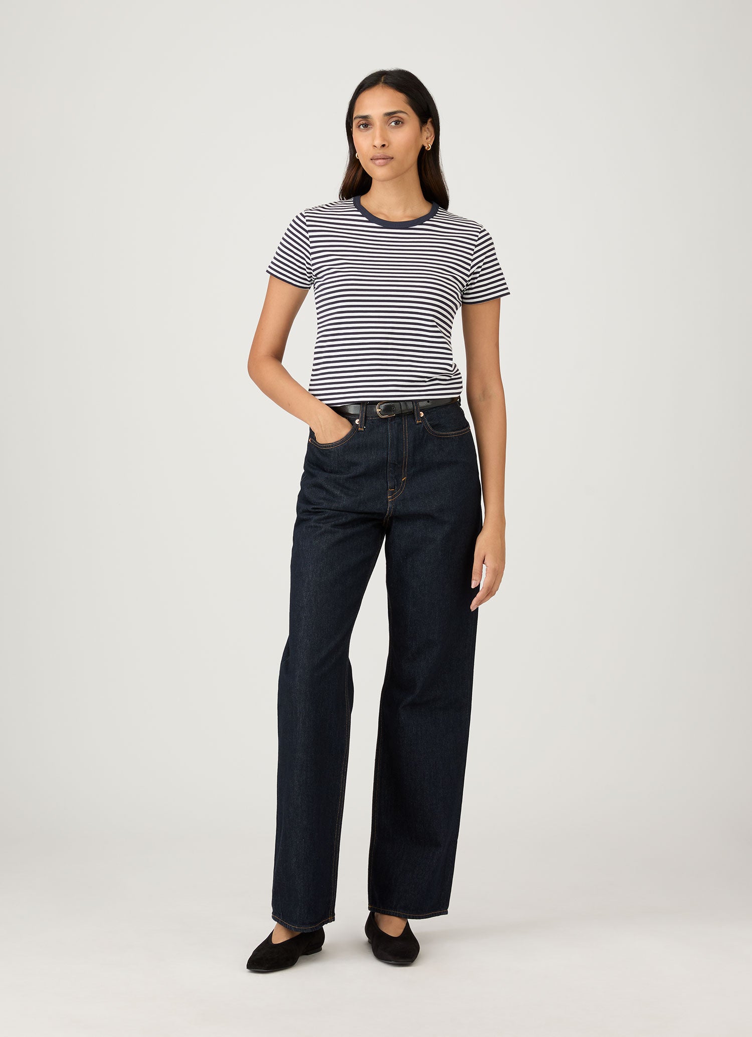 Women's Classic T-shirt in Navy/White English Stripe