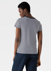 Women's Classic T-shirt in Navy/White English Stripe