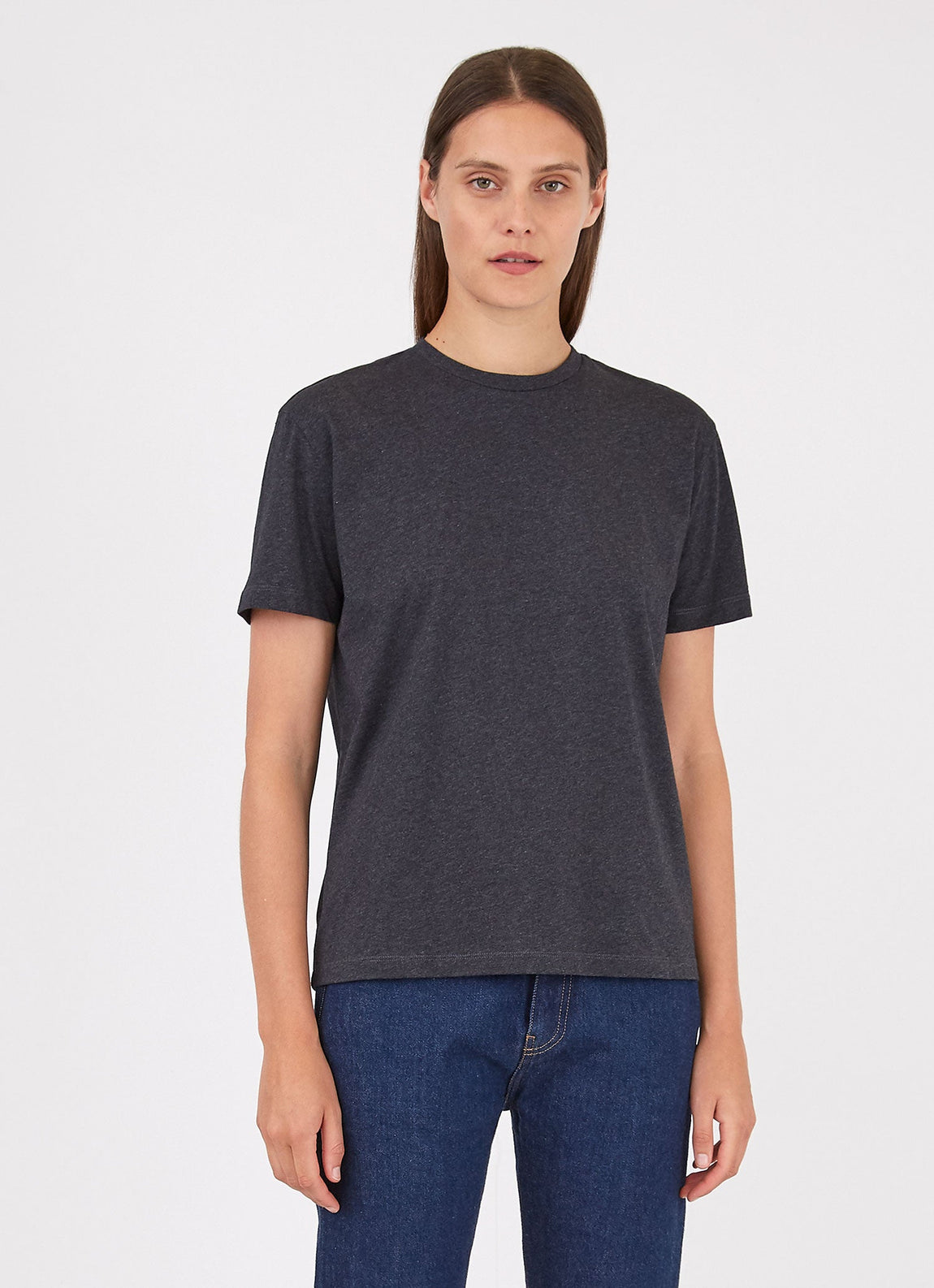 Women's Boy Fit T-shirt in Charcoal Melange