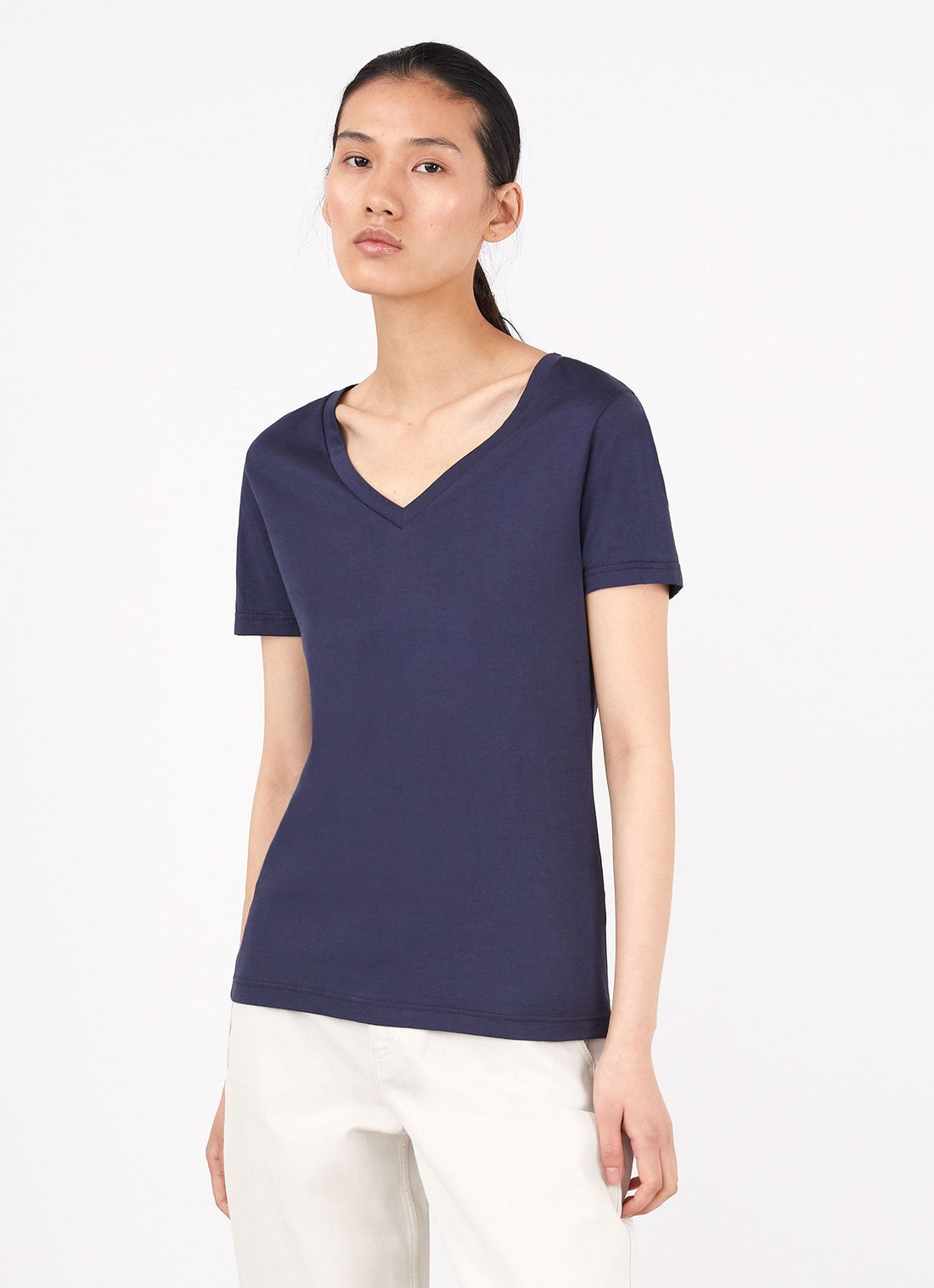 Women's V Neck T-shirt in Navy