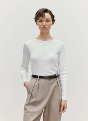 Women's Ribbed Long Sleeve T-shirt in White