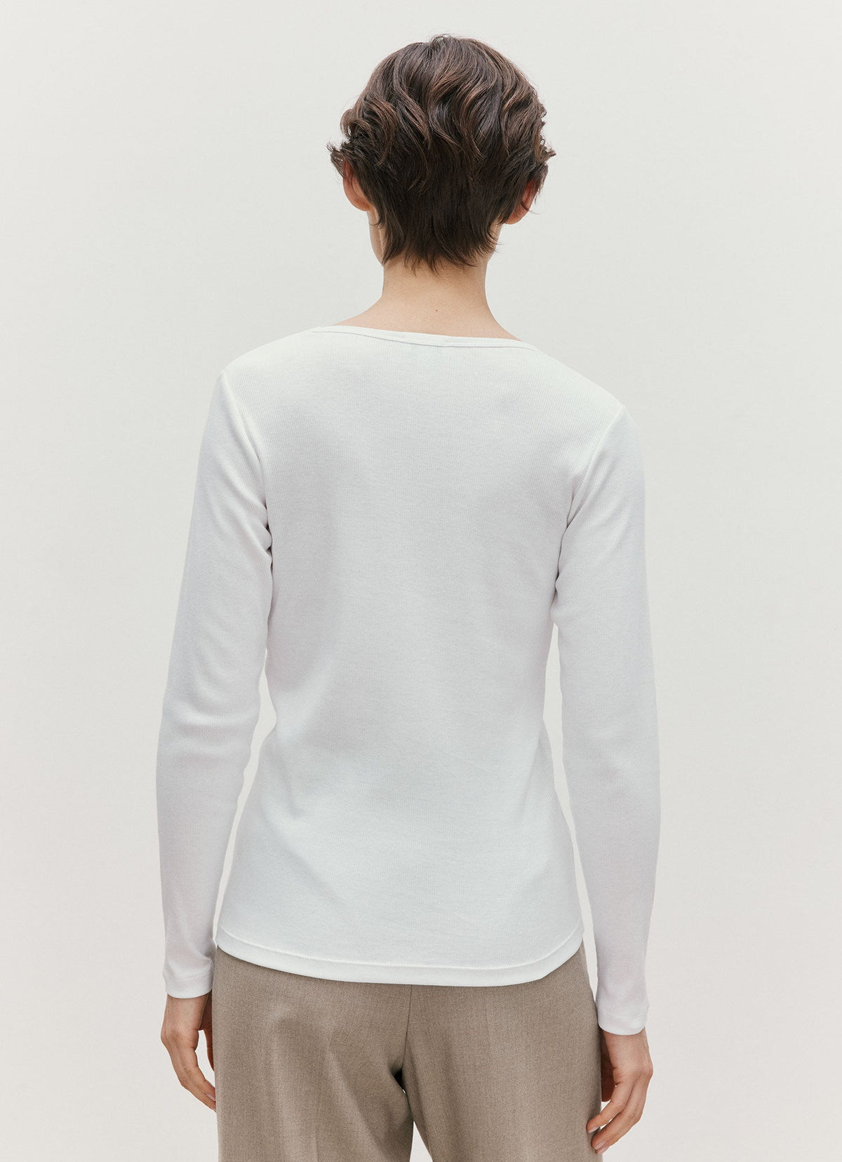 Women's Ribbed Long Sleeve T-shirt in White