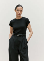 Women's Ribbed T-shirt in Black