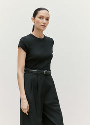 Women's Ribbed T-shirt in Black