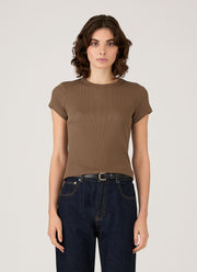Women's Ribbed T-shirt in Dark Cedar
