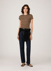 Women's Ribbed T-shirt in Dark Cedar