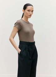 Women's Ribbed T-shirt in Dark Cedar