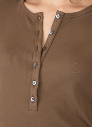 Women's Ribbed Henley in Dark Cedar