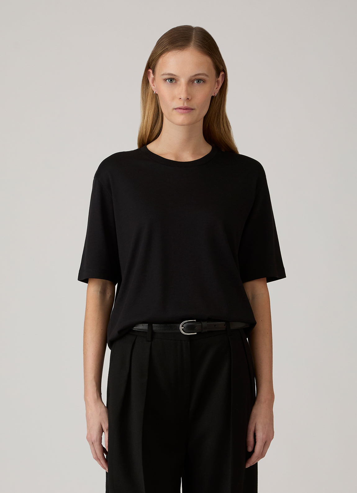 Women's Silk Cotton T-shirt in Black