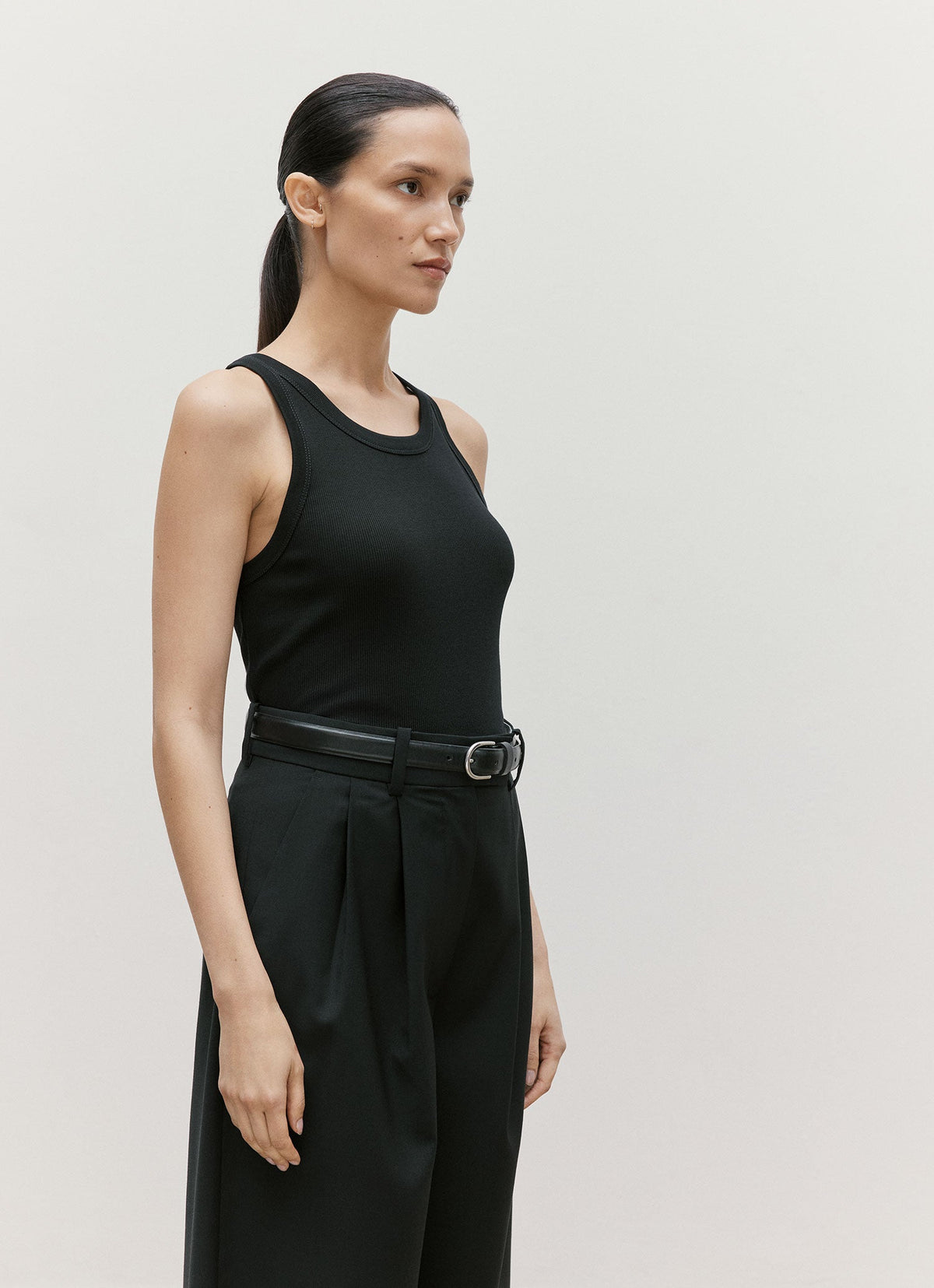 Women's Ribbed Tank Top in Black
