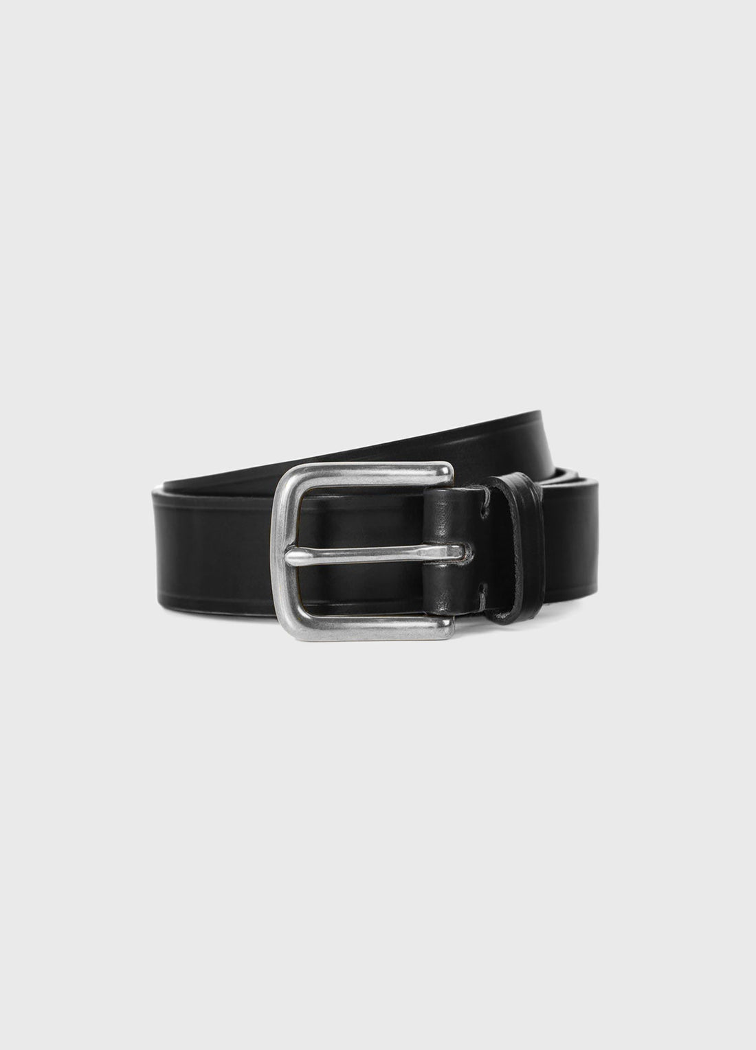 Men's 30mm Chunky Leather Belt in Black