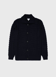 Men's Cable Knit Cardigan Jacket in Navy