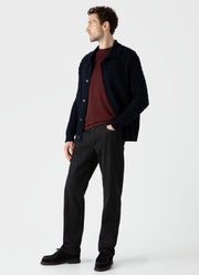 Men's Cable Knit Cardigan Jacket in Navy