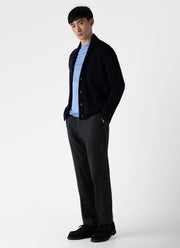 Men's Ribbed Shawl Neck Cardigan in Navy