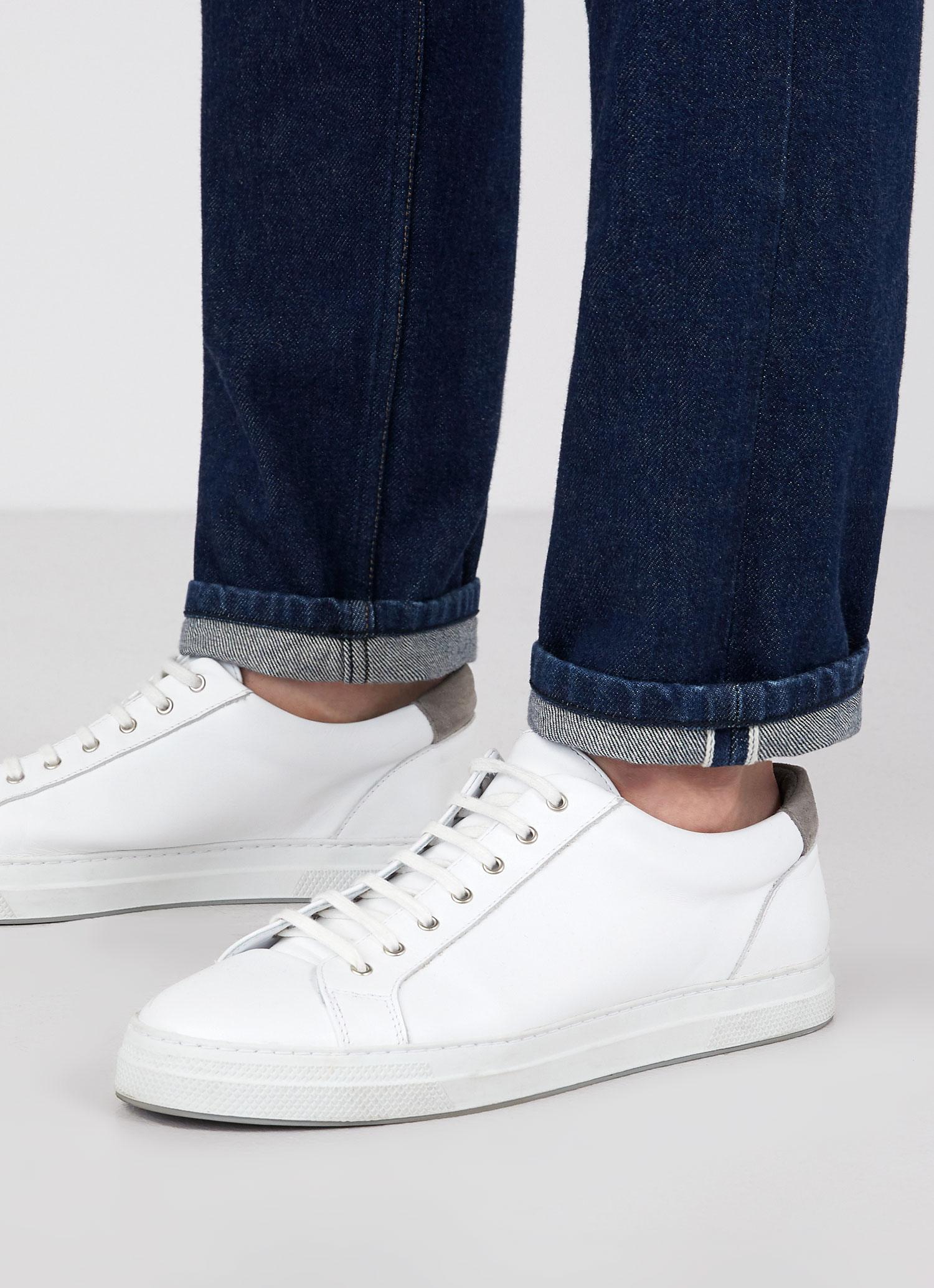 Men's Leather Tennis Shoes in White