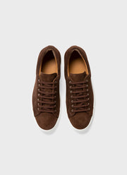 Men's Suede Tennis Shoe in Dark Walnut